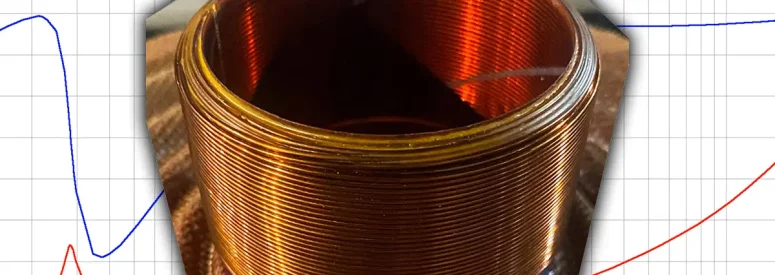 A sound graph as background, with a coil of wire on it